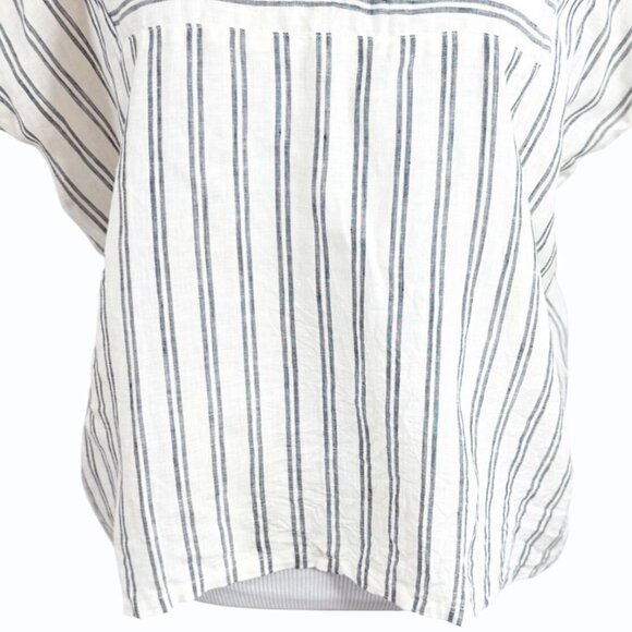 Pietsie Sayulita 100% Linen Top Womens M Striped White Boxy Lagenlook Beachy - Picture 4 of 11